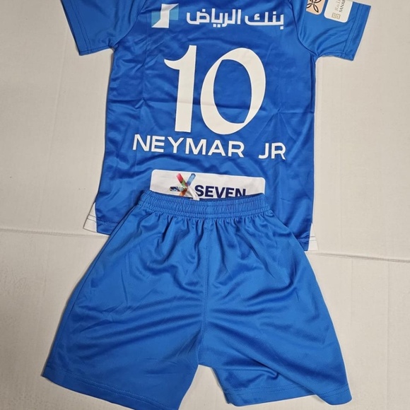 Riyadh Hilal Home Neymar Jr. Football Soccer Kids Jersey Shorts  Set - Picture 2 of 3